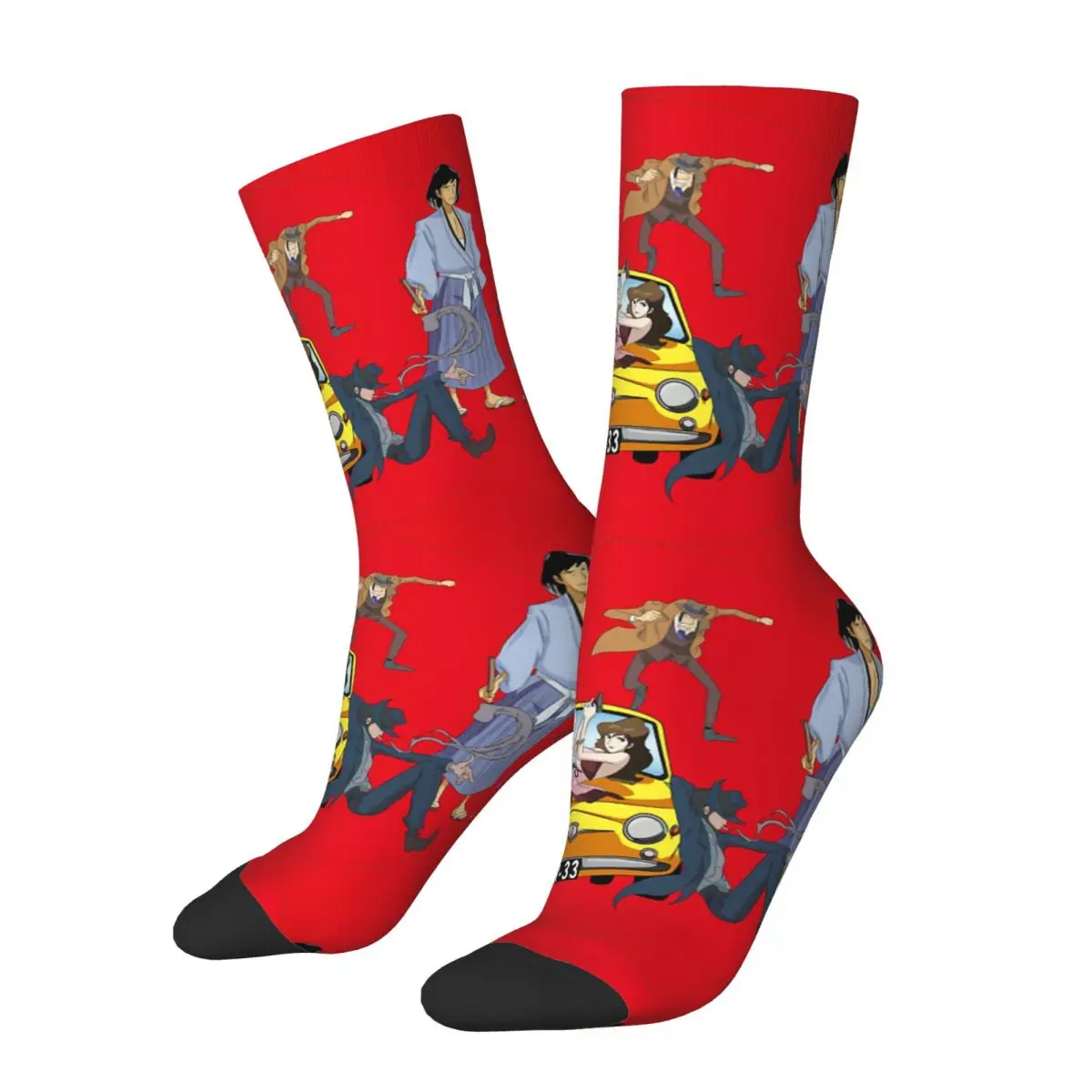 Hip Hop Vintage Cool Style Crazy Men's Compression Socks Unisex Lupin the Third Plot Action Crime Japan Seamless Crew Sock