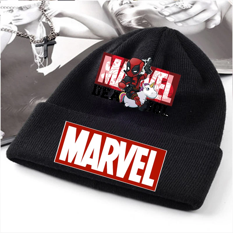 Dead-pool Spider-man Knitted Hat Children\'s Cartoon Printed Wool Cap Outdoor Warming Winter Adult Autumn Winter Christmas Gifts