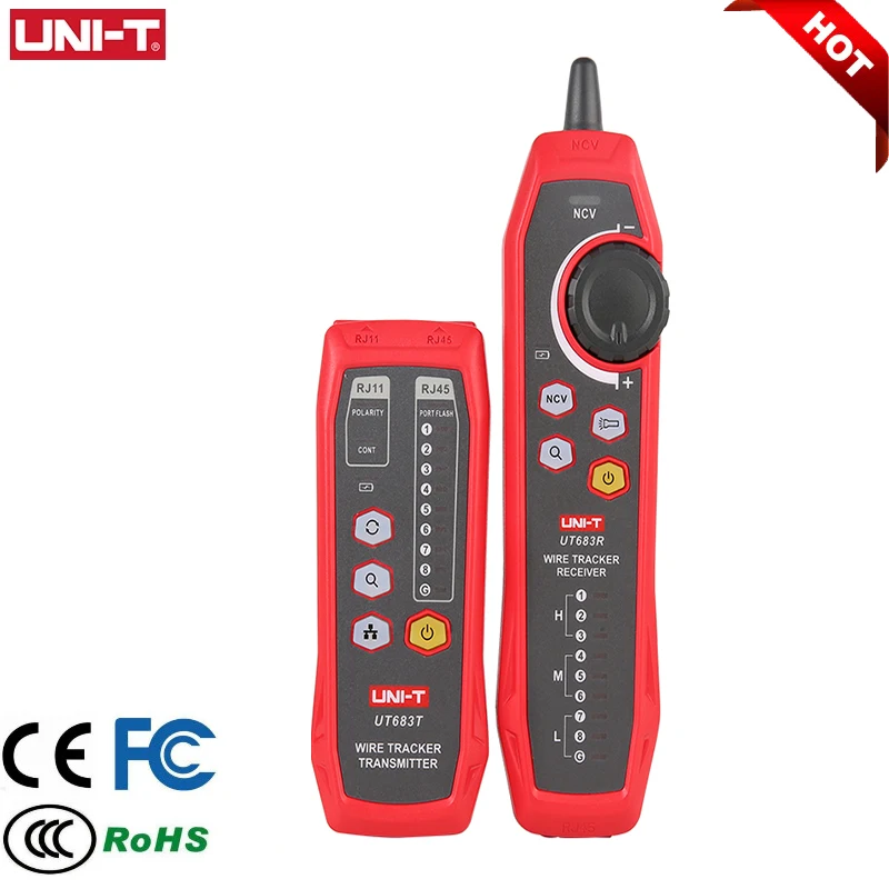 UNI-T UT683kit سلك المقتفي ذكي شبكة خط مكتشف RJ45 RJ11 NCV مؤشر كابل المقتفي UT683T UT683R الارسال