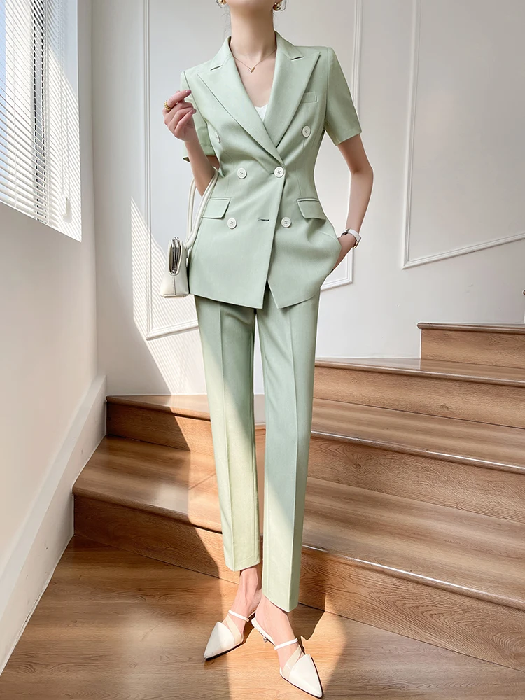 

Ele ort Sve Women's Suit Set Thin Formal Workwear Profional Managerial Sle Summer Faion Busin Casual