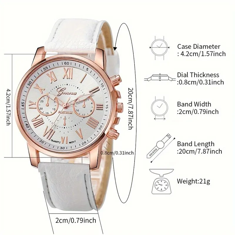 6PCS Fashion Women Watches Ladies Business White Leather Quartz Watch Womens Butterfly Necklace Earrings Bracelet Wristwatch