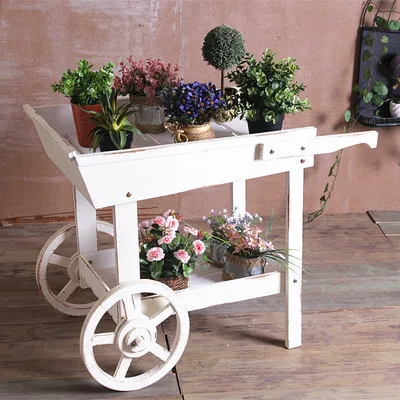 

American country garden gardening succulent flower stand, old trolley flower house float, solid wood window flower stand