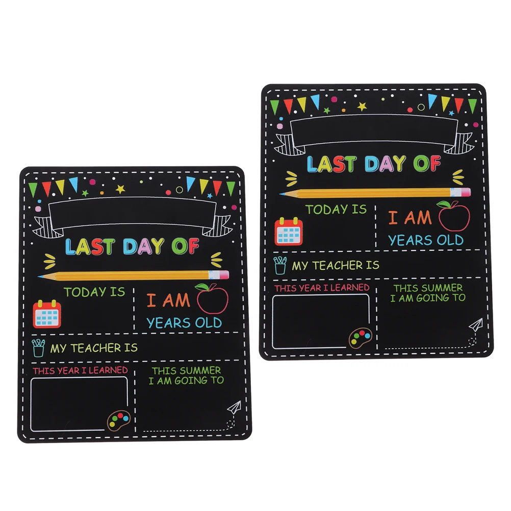 2Pcs Student Blackboard Reusable Double Sided Chalkboard Sign First Day of School Frame Classroom Supplies Mini Blackboard Signs