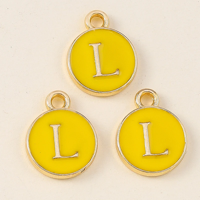 20 Stück 11x14mm Niedliche Gelbe Emaille-Alphabet-Anhänger mit 26 Buchstaben A-Z für Schmuckherstellung, DIY-Halsketten, Ohrringe und Accessoires ﻿ – Detail 14