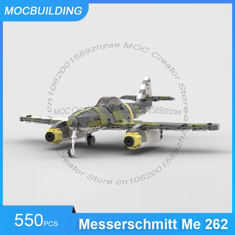MOC 빌딩 블록 메서스미트 메 262 전투기 폭격기 모델 군사 운송 교육용 장난감 선물 550PCS