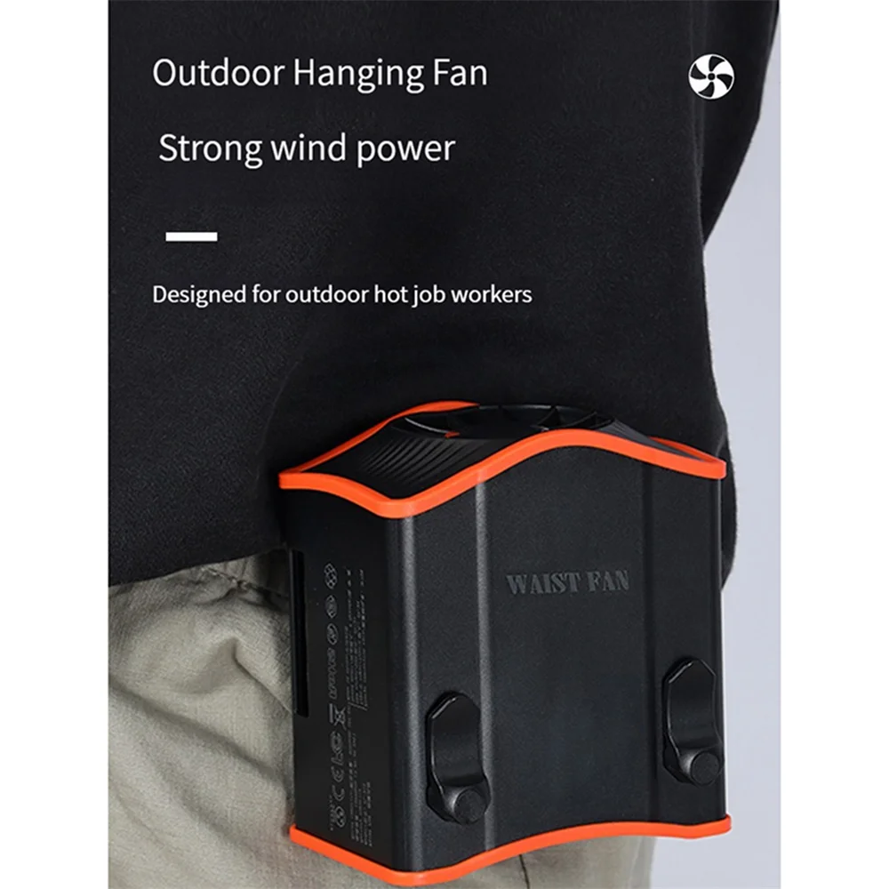 2-in-1 USB Port Rechargeable Waist Cooling Fan Waist-mounted Cooler Silicone Belt Portable Outdoor Fan