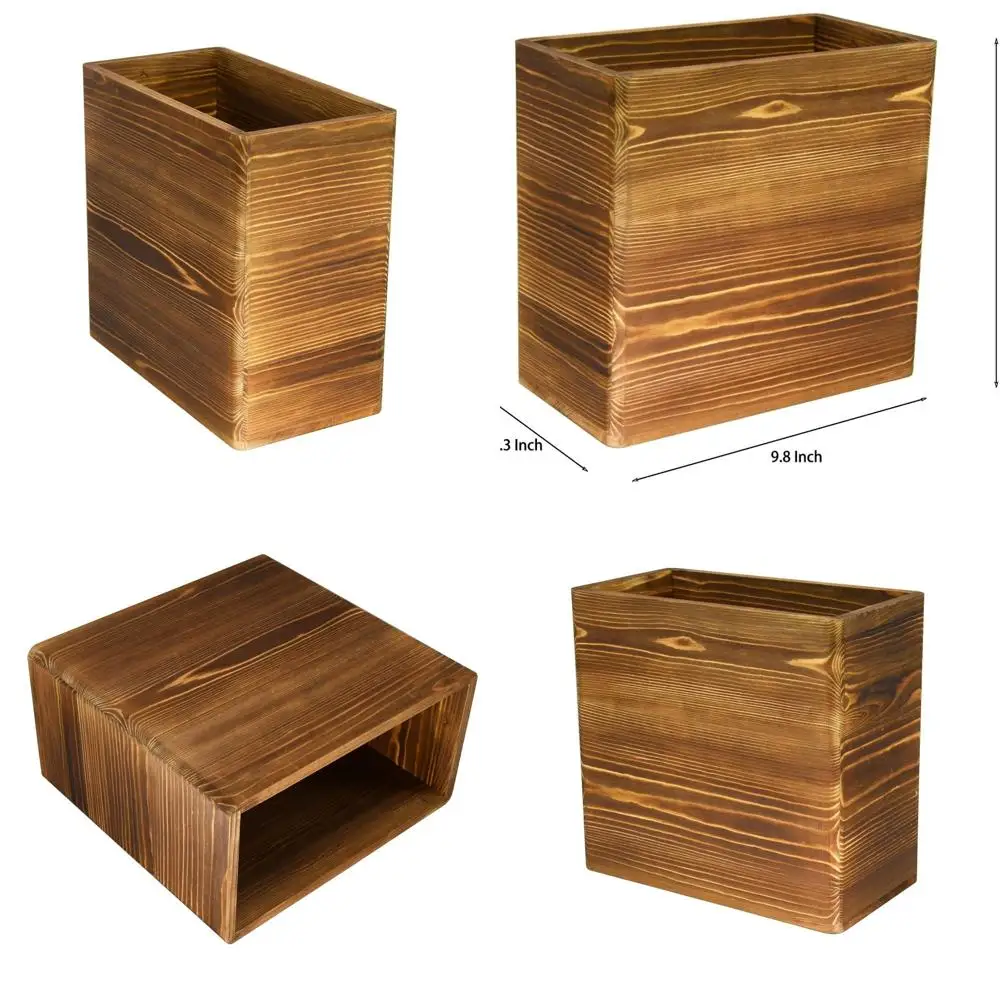 Lixeira retangular de madeira rústica – ideal para banheiro, quarto, dormitório e reciclagem de escritórios