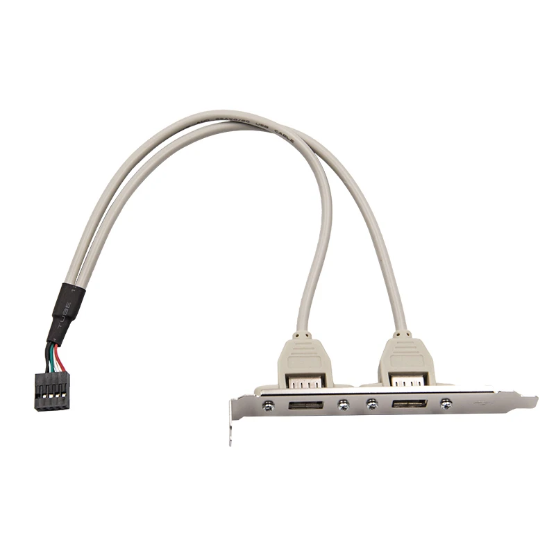 최신 2 포트 마더 보드 USB 2.0 커넥터 케이블 어댑터 후면 패널 브래킷 9 인치 컴퓨터 액세서리