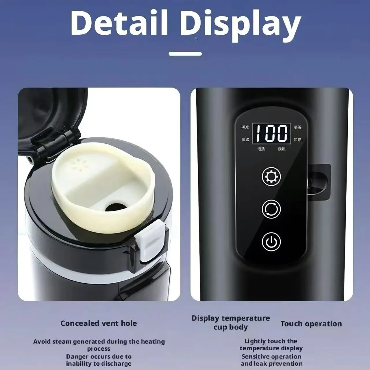 Car Electric Kettle 12V/24V Universal Heating Cup 304 Stainless Steel 500ML Capacity Constant Temperature Unrestricted Current