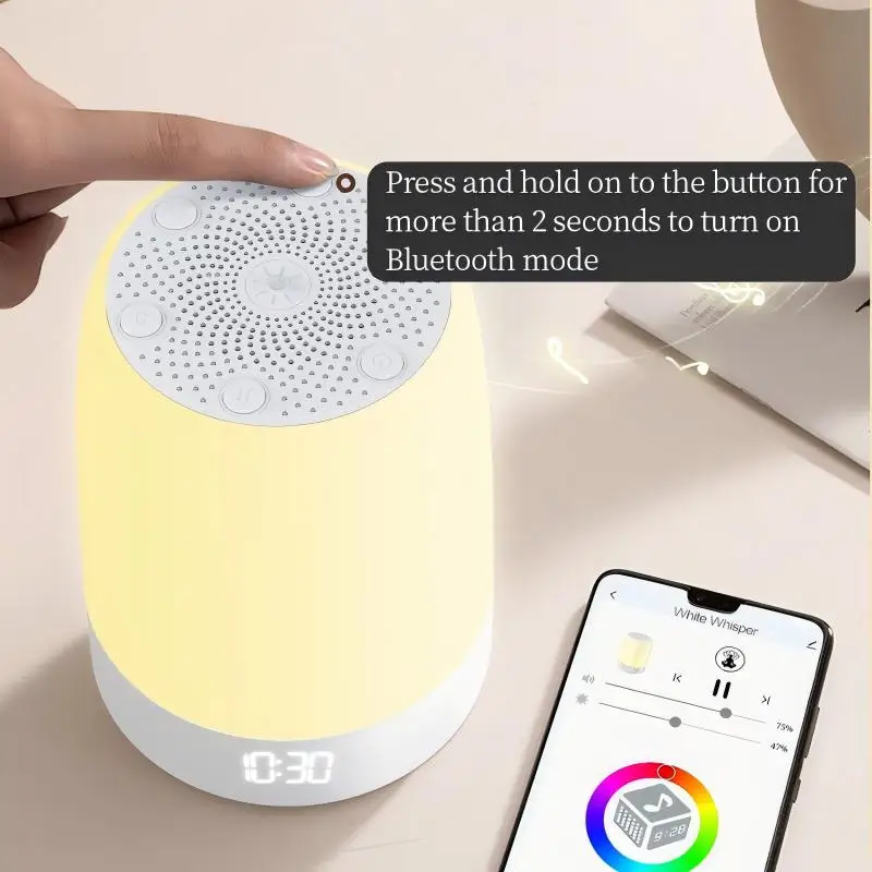 White Noise Machine, Sleep Aid, Colorful Night Light, 28 Soothing Sounds, Christmas & Thanksgiving Gift