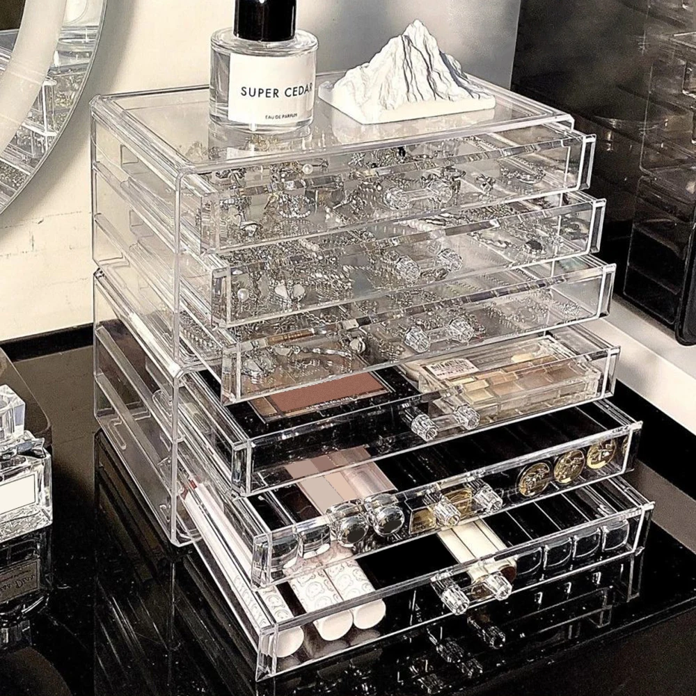 Transparent Makeup Storage Box Plastic lipstick Sorting Drawer Storage Box Desk Dividers Home Office Supplies Storage Organizer view 4