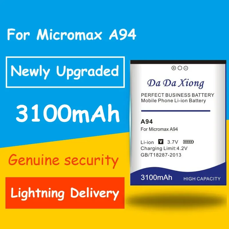 

Fast and Safe Rechargeable Battery for Micromax, 3100mAh, A94