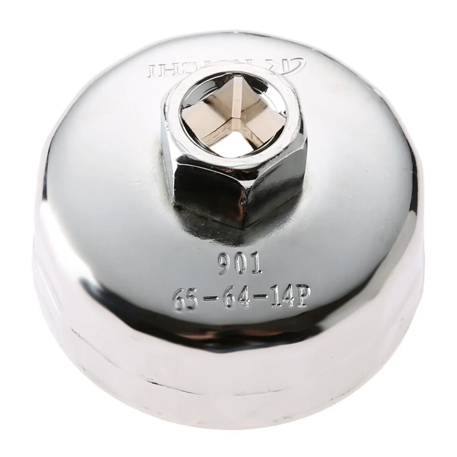 Llave de tubo de filtro de aceite de tapa automotriz de acero inoxidable, herramienta de reparación de extracción de estilo de taza, Universal, 3/8 ", Drive #901 14-flute