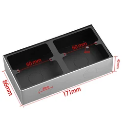 Wall Surface Mount Switch Wire Junction Box Stainless Steel Panel 86 Type Universal Button Metal Box 20mm hole