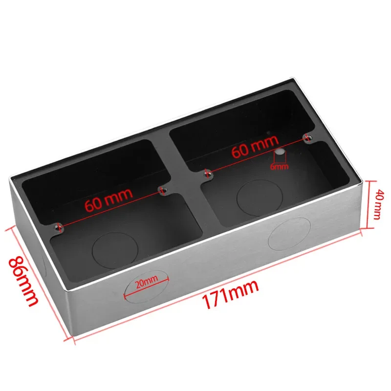 Wall Surface Mount Switch Wire Junction Box Stainless Steel Panel 86 Type Universal Button Metal Box 20mm Hole