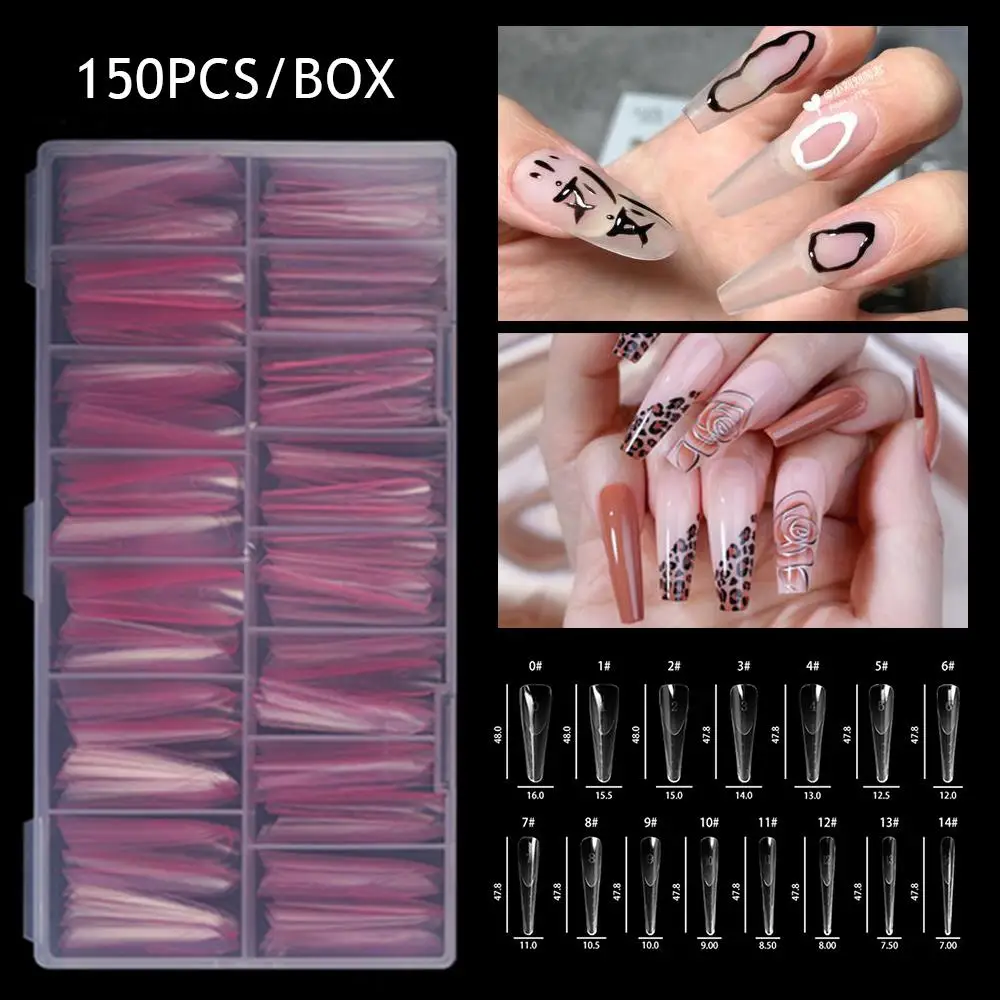 Nailpop 150pcs/box Gel X Nail Tips Medium Long Shape Almond/Square/Soft Gel Nail Tips False Nails Soak Off Easy Nail Extensions