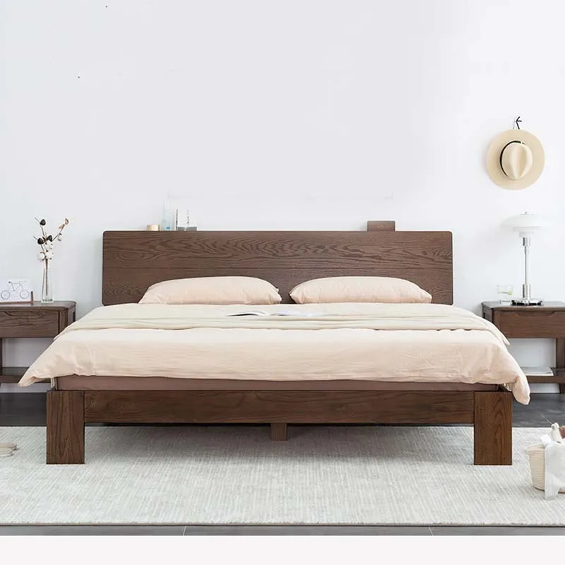 

Wood Waterproof Queen Double Bed Luxury High End Headboard Bedroom Beds Modern Wooden Sleeping Camas De Dormitorio Furniture