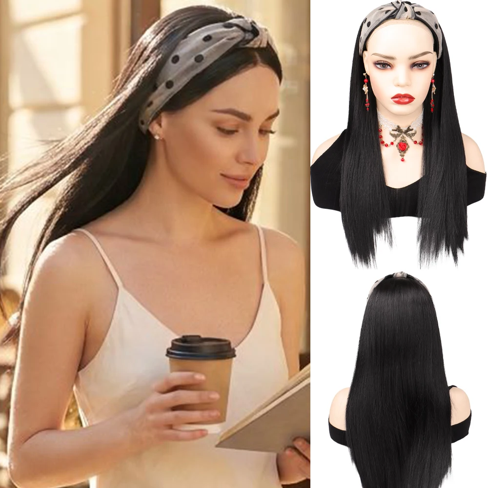 synthetic Women Elegant Solid Casual Warm Hairbands Turban Bandana Fashion Hair Accessorie wig Headband wig half head cover ﻿