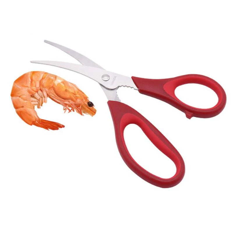 Stainless Steel Lobster Peeling Shrimp Scissors Curved Design Cut Fish Knife for Kitchen Gadgets Seafood Separator Cooking Tools