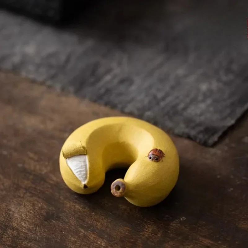 Purple Clay Cute Banana Tea Pet Ornament Simplicity Teapot Cover Holder Household Tea Ceremony Pure Handmade Tea Play Decoration