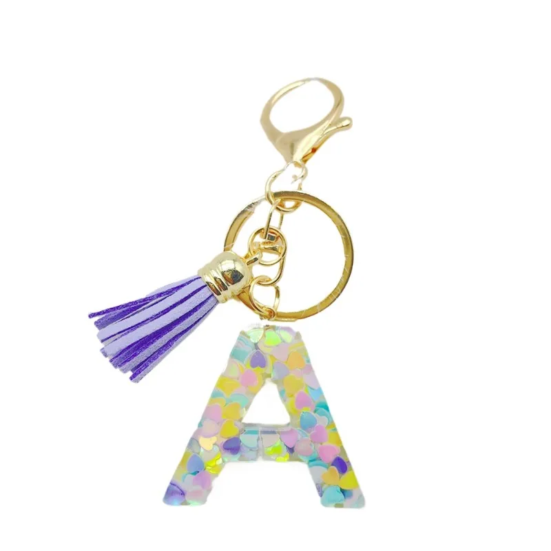 New Fashion A-Y Letters Keychain For Women Men Tassel Metal Alloy Pendant Initial Keyring Car Bags Charms Key Chain Jewelry Gift