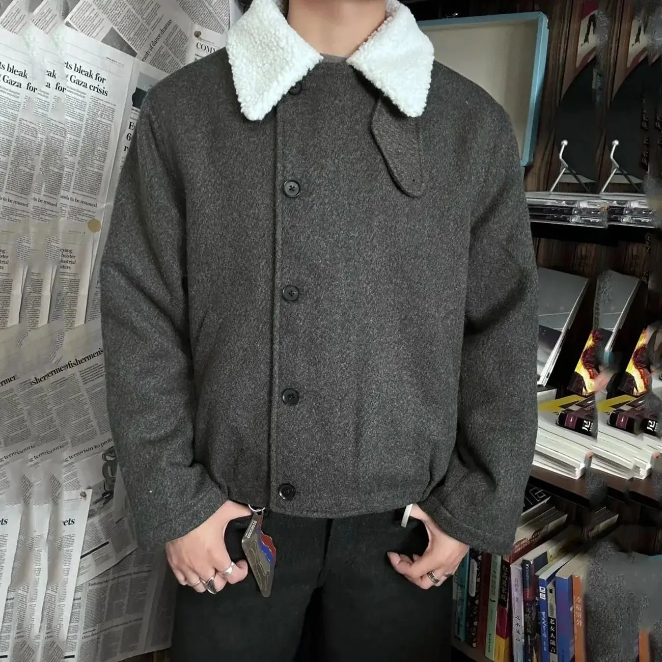 

Vintage Lamb Wool Outer Winter Velvet Thickened Warm and Cold Cotton Jacket