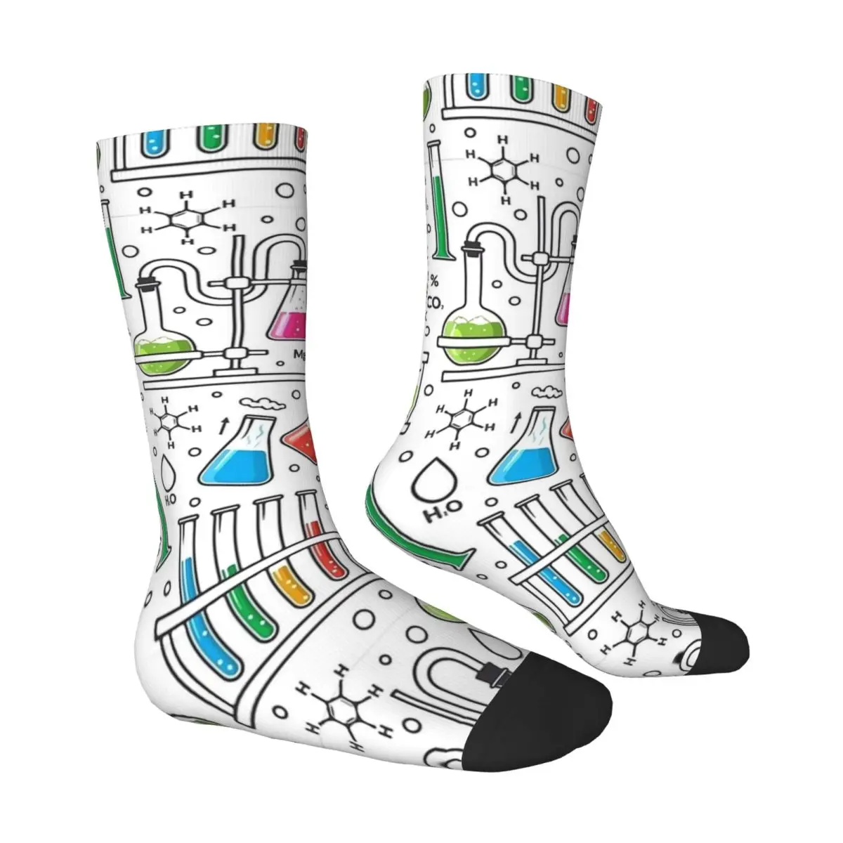化学実験室科学機器パターンソックス冬用ストッキング現代大人男性高品質ソックスデザイン屋外滑り止めソックス