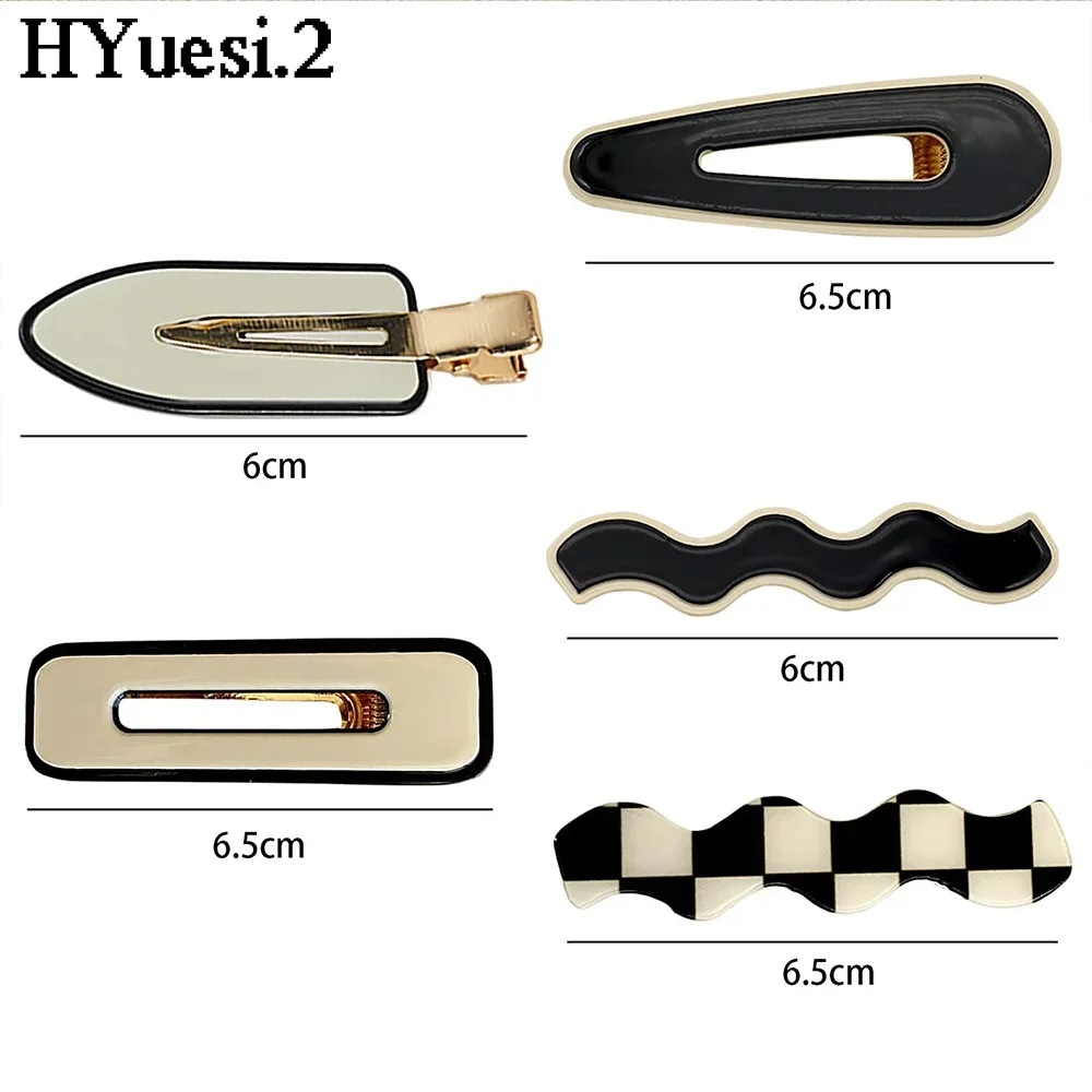 Proste czarne białe spinki do włosów w szachownicę proste geometryczne kaczodziobe spinki do włosów letnie grzywki spinka do włosów do makijażu