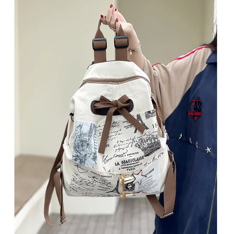 Large capacity letter commuting backpack for women 2024 new trend niche backpack subculture student leisure bag mochilas рюкзак