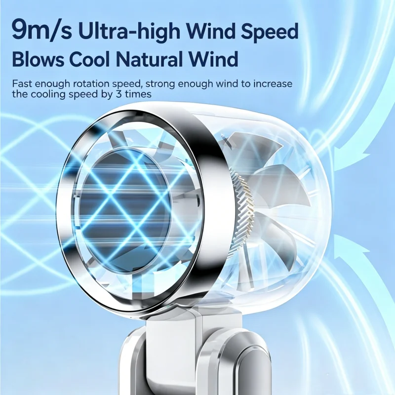 High Speed Portable Cooling Handheld Fan 3600mAh Rechargeable with 100 Wind Speeds Mini Foldable Turbo Fan for Camping Hiking
