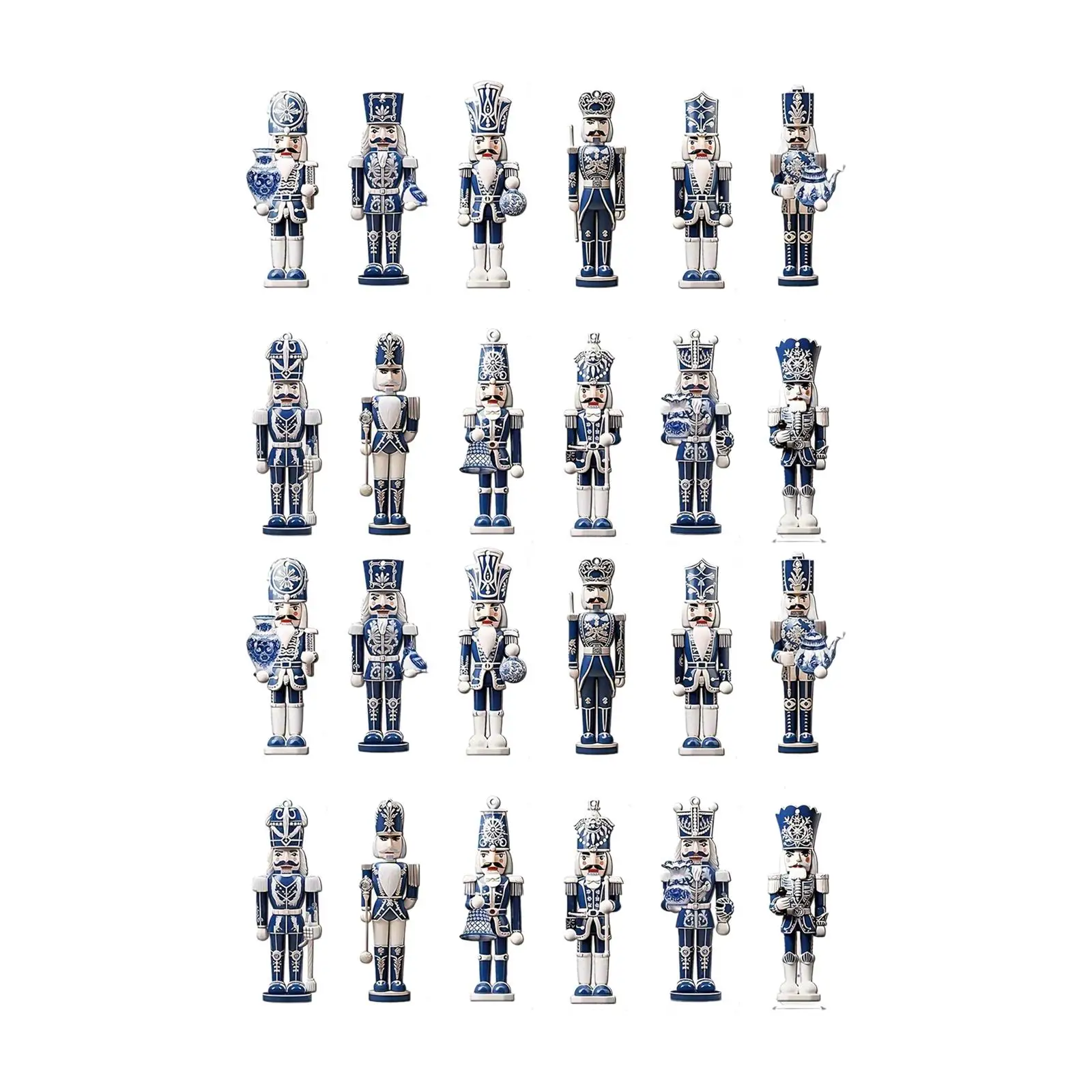 24Pcs Christmas Nutcracker Wooden Ornaments Decor for Bedroom Indoor Outdoor