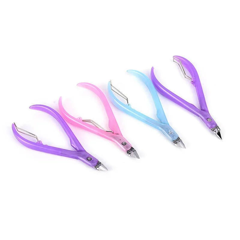 1Pc Useful Pro Nail Scissors Random Color Stainless Steel Cuticle Cutter Nippers Clipper Tool Home Manicure