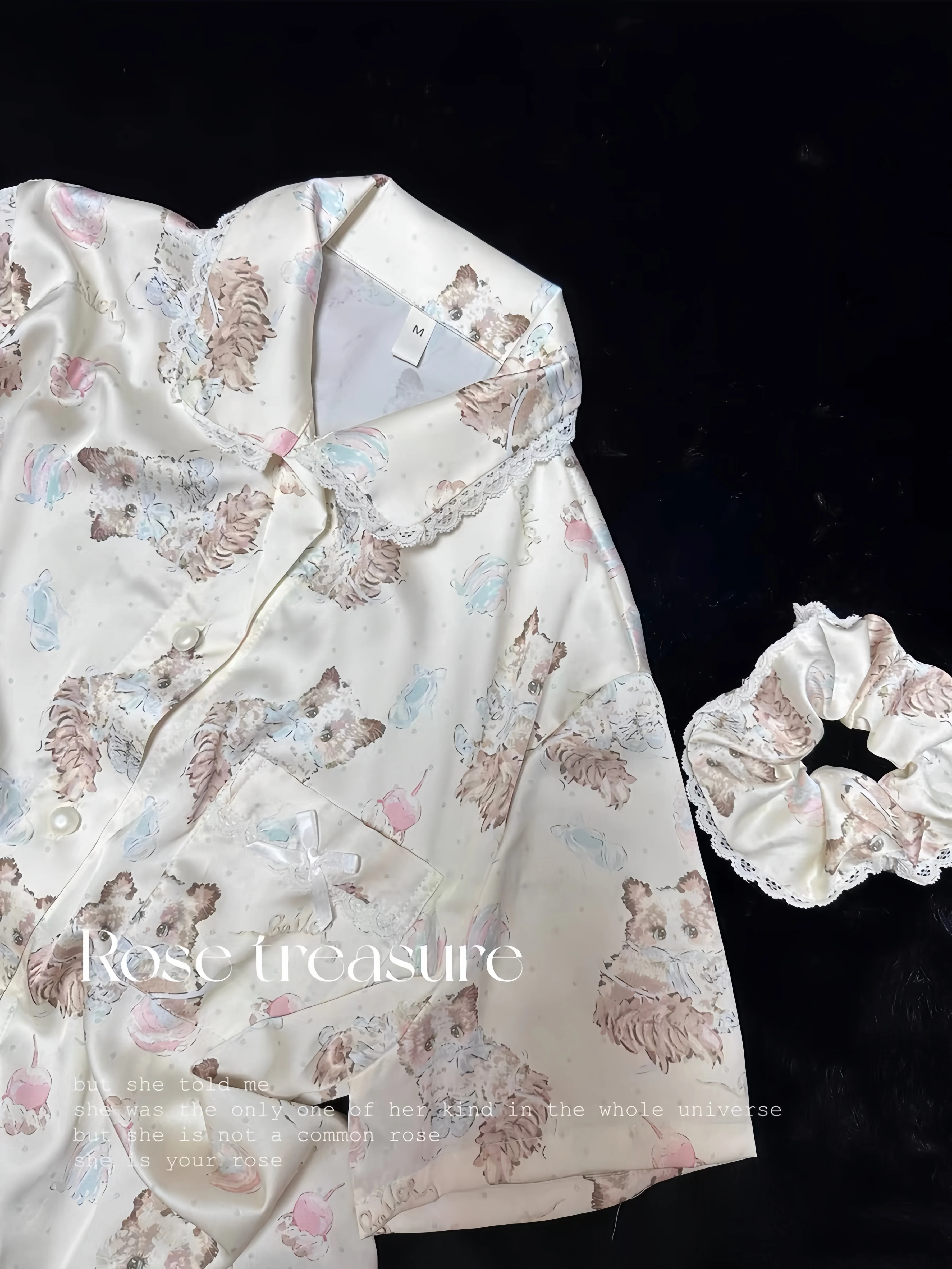 Japanese Girl Ins Ice Silk Short-sleeved Pajamas Set Women's New Summer Cute Cat Casual Loose and Comfortable Loungewear