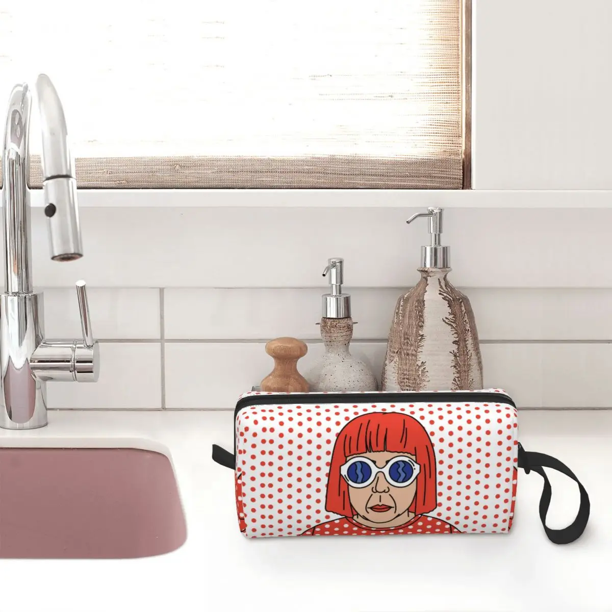 Custom Yayoi Kusama Self Portrait Toiletry Bag Women Cosmetic Makeup Organizer Lady Beauty Storage Dopp Kit Box