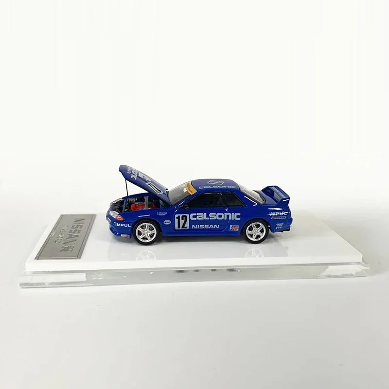 Time Micro-modelo de coche GTR R32, vehículo fundido a presión de aleación, capó abierto, Colección, 1:64