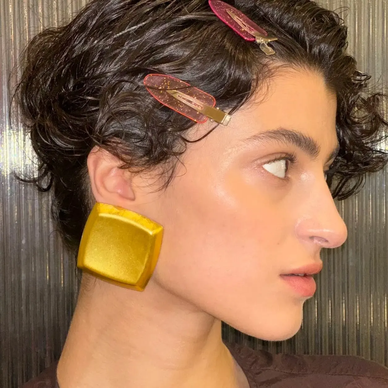 Fashion Irregular Square Gold Big Ear Clip Europe Designer Brand Vintage Earring Women Trend