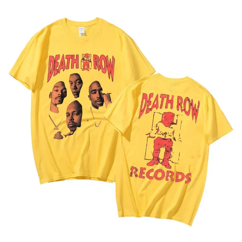 Death Row Records Dwustronna koszulka graficzna Damska koszulka w stylu hip-hopowym Retro T-shirty Raper Moda Streetwear