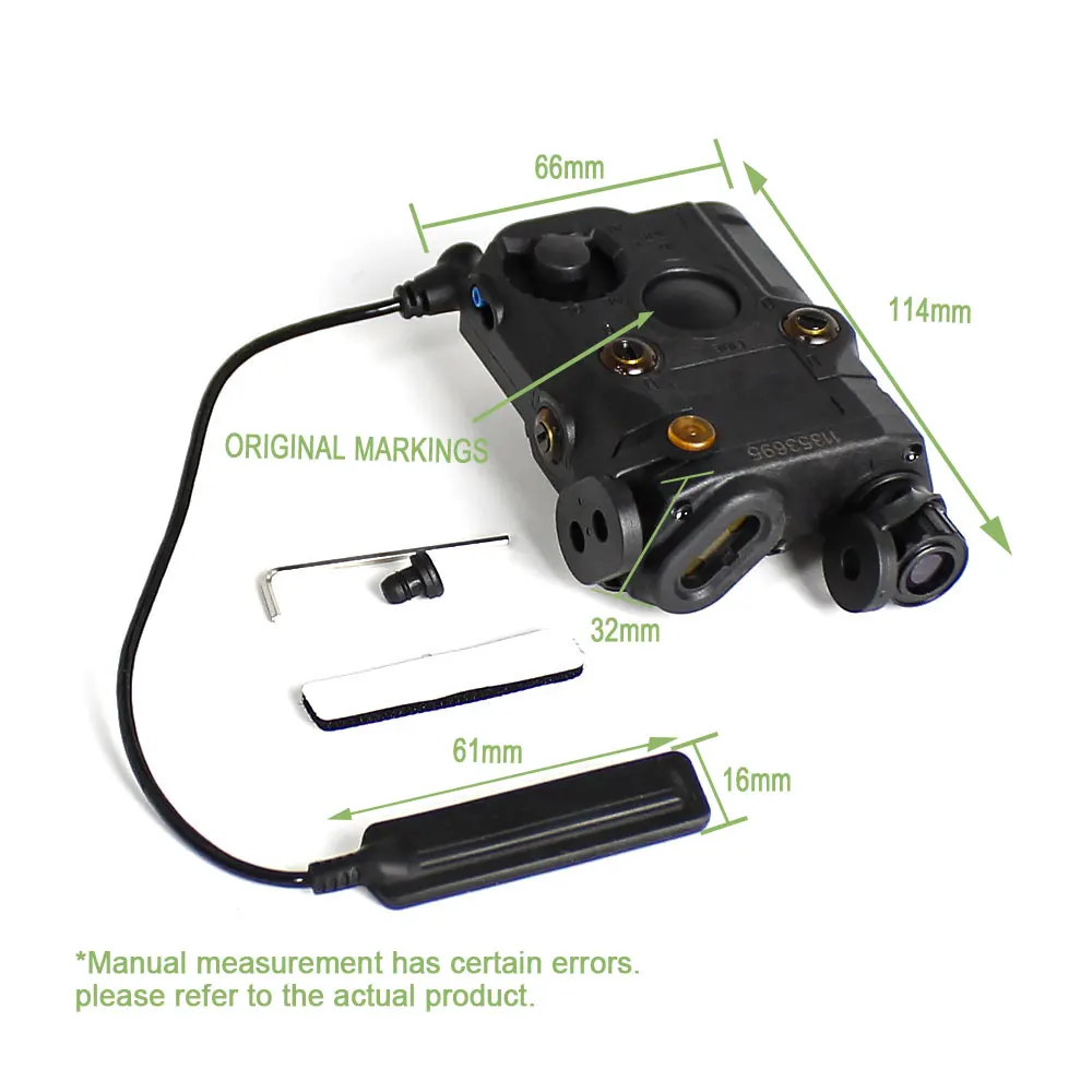 Tactical PEQ-15  Adjustable Beam IR Light IR Green Lasers Indicator with Control Switch Weapon Scout Light Fit 20mm Rail