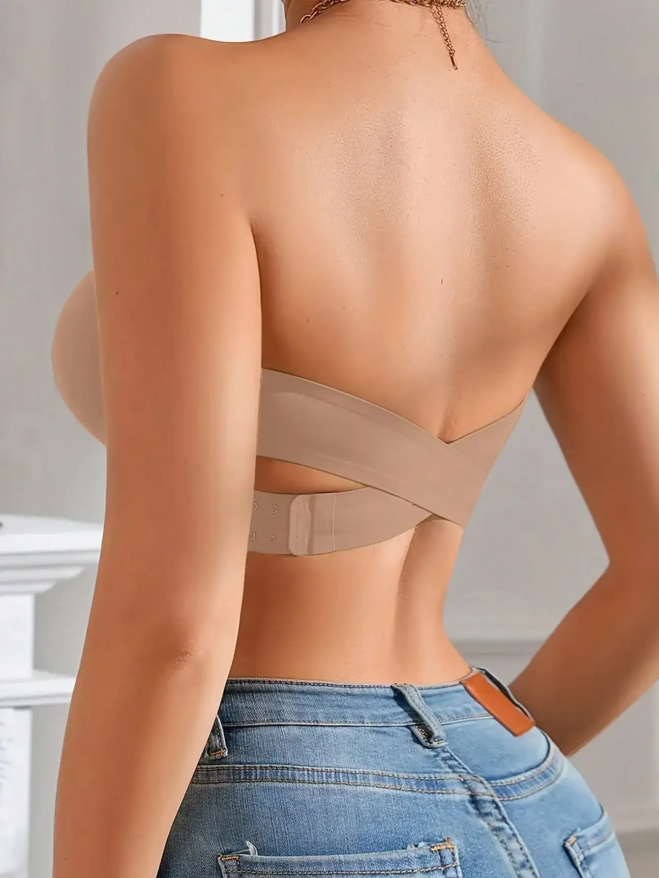 حمالة صدر نسائية بدون حمالات مثيرة بإغلاق جانبي حمالة صدر متقاطعة من الخلف حمالة صدر لاسلكية صلبة ناعمة وسادة صدر مريحة