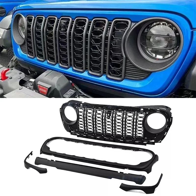 

Автомобильные аксессуары, передняя решетка из АБС-пластика с/без отверстия для камеры для Jeep Wrangler JL 2018-2024 JL