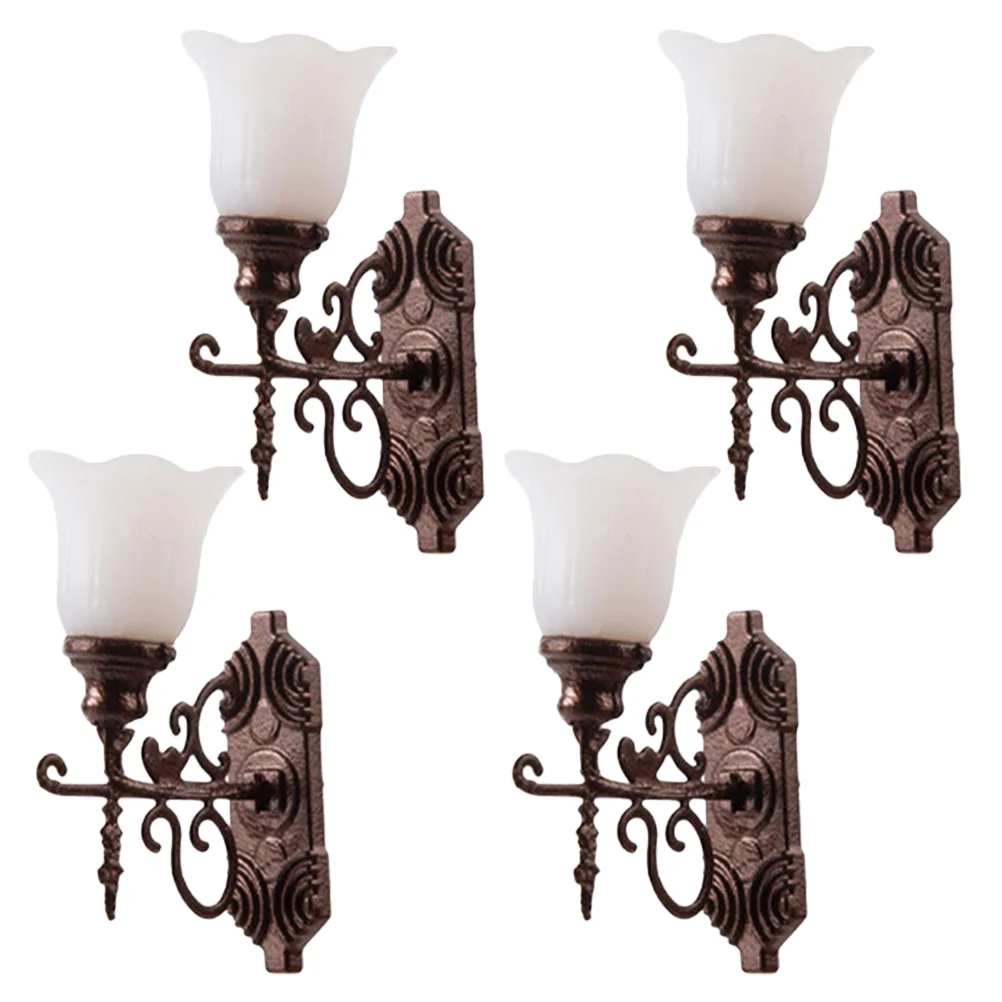 

4 Pcs Micro Landscape Ornament Light Sand Table Decor Miniature Lamp Suite Scene Decoration Lights Tiny Wall Abs Layout