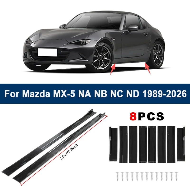 

2-секционные боковые накладки-спойлеры (2 м) для Mazda MX-5 NA NB NC ND 1989-2026 - Гоночный боковой спойлер, модифицированный обвес для автомобиля