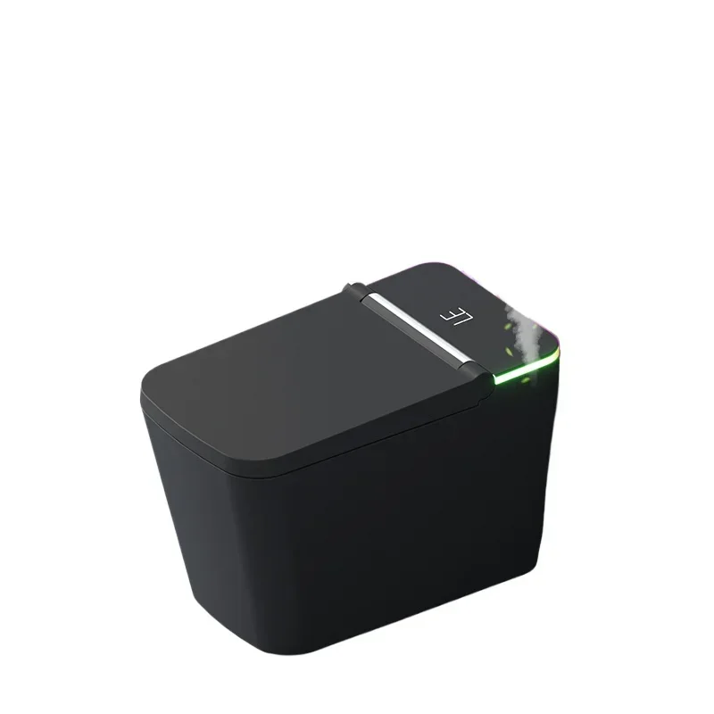 

Luxury high-end function floor black glazing square smart toilet automatic intelligent smart toilet with UV nozzle Voice control