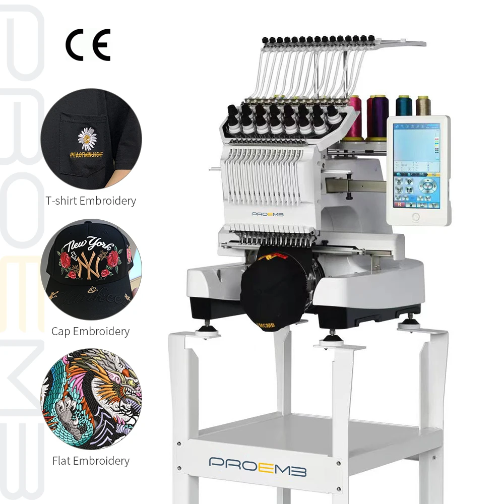 For PROEMB Factory High Quality Single Head Flat Embroidery Machine New Condition Home Use Core Components Include Motor Pump