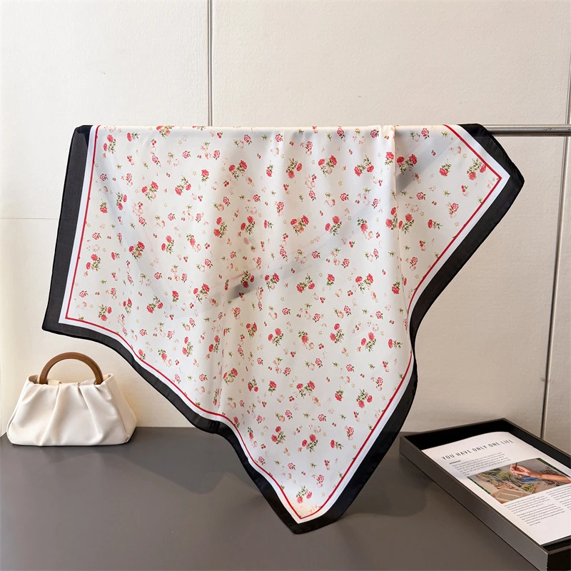 

70Cm Floral Printed Scarf Women Spring and Summer Polyester Fiber Scarf Fashion Versatile Clothes Bag Handle Ribbon Tie Scarves
