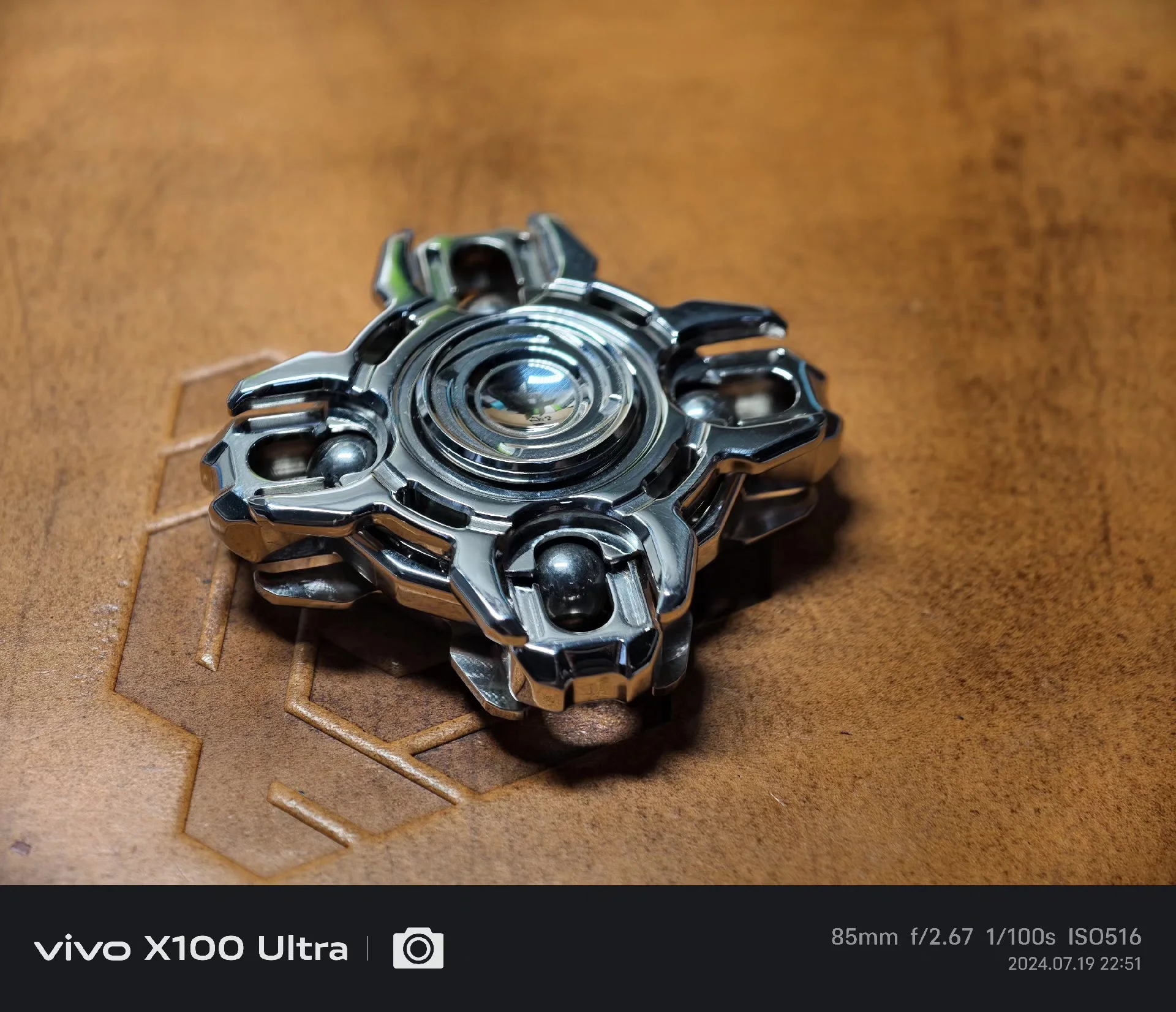 Used EDC MOT Oracle, Stainless Steel Polished, Steel Polished EDC Tuning Fork Gyro, Chaotic and Disconnected