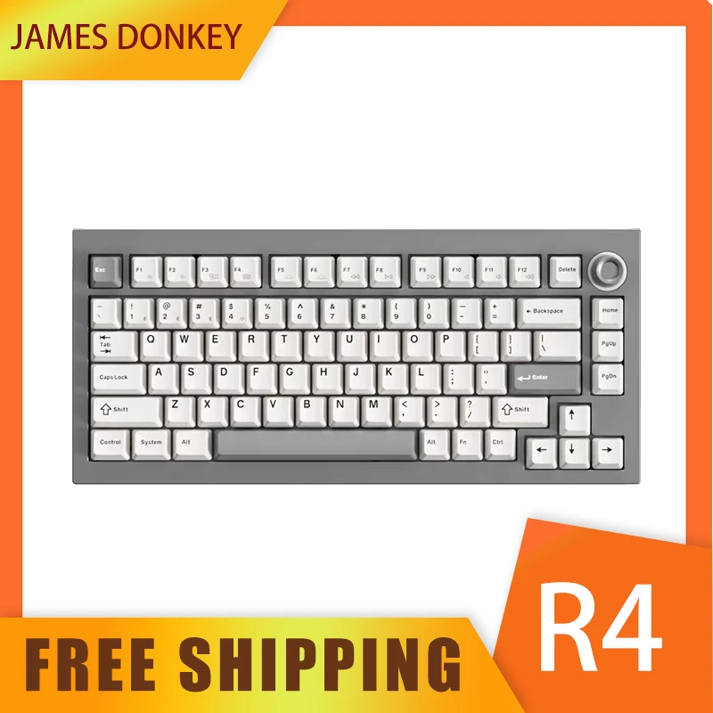 James Donkey R4 Aluminum Keyboard With Knob Wireless Three Mode Gasket Rgb Hot-Swap E-Sport Gaming Customized Mechanical keyboar