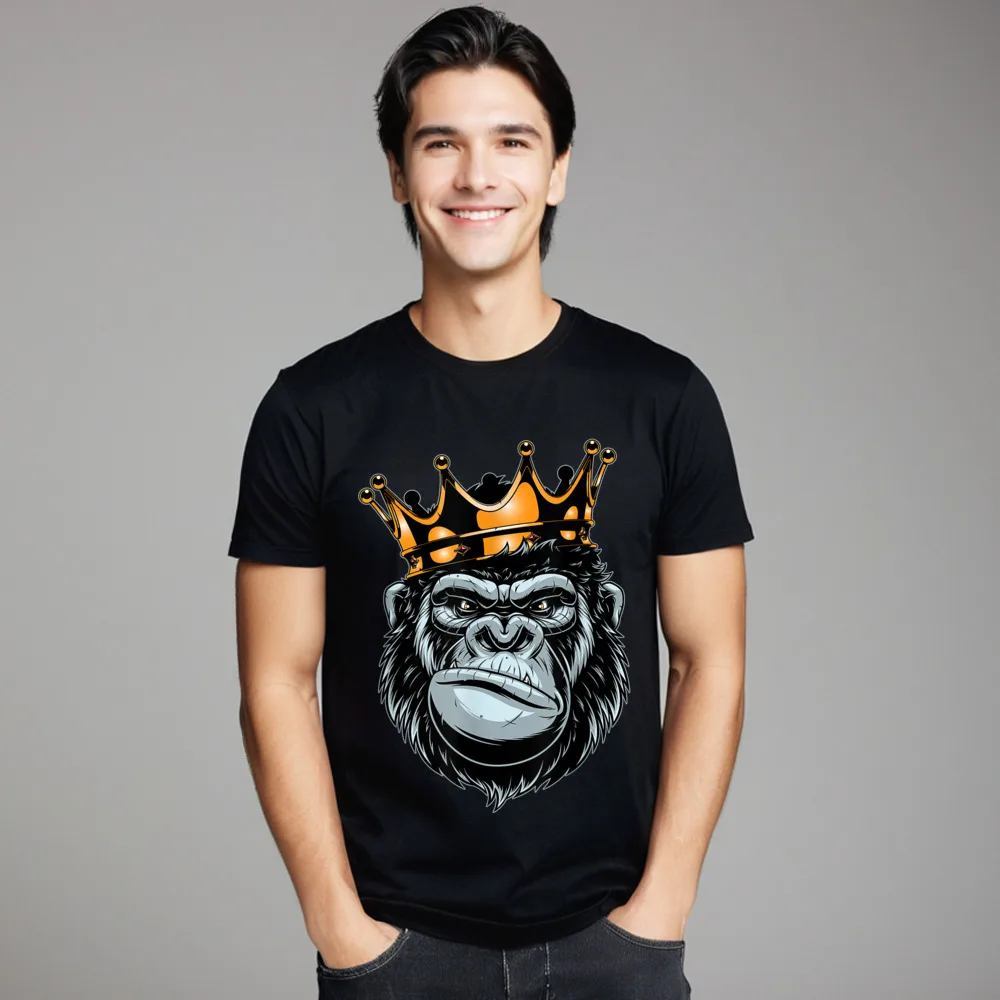 

Classic Youth T-Shirt Gorilla King T-shirt Alpha T-shirt Printed Tees 100% Cotton Fabric Short Sleeve Slogan T-Shirt Round Neck