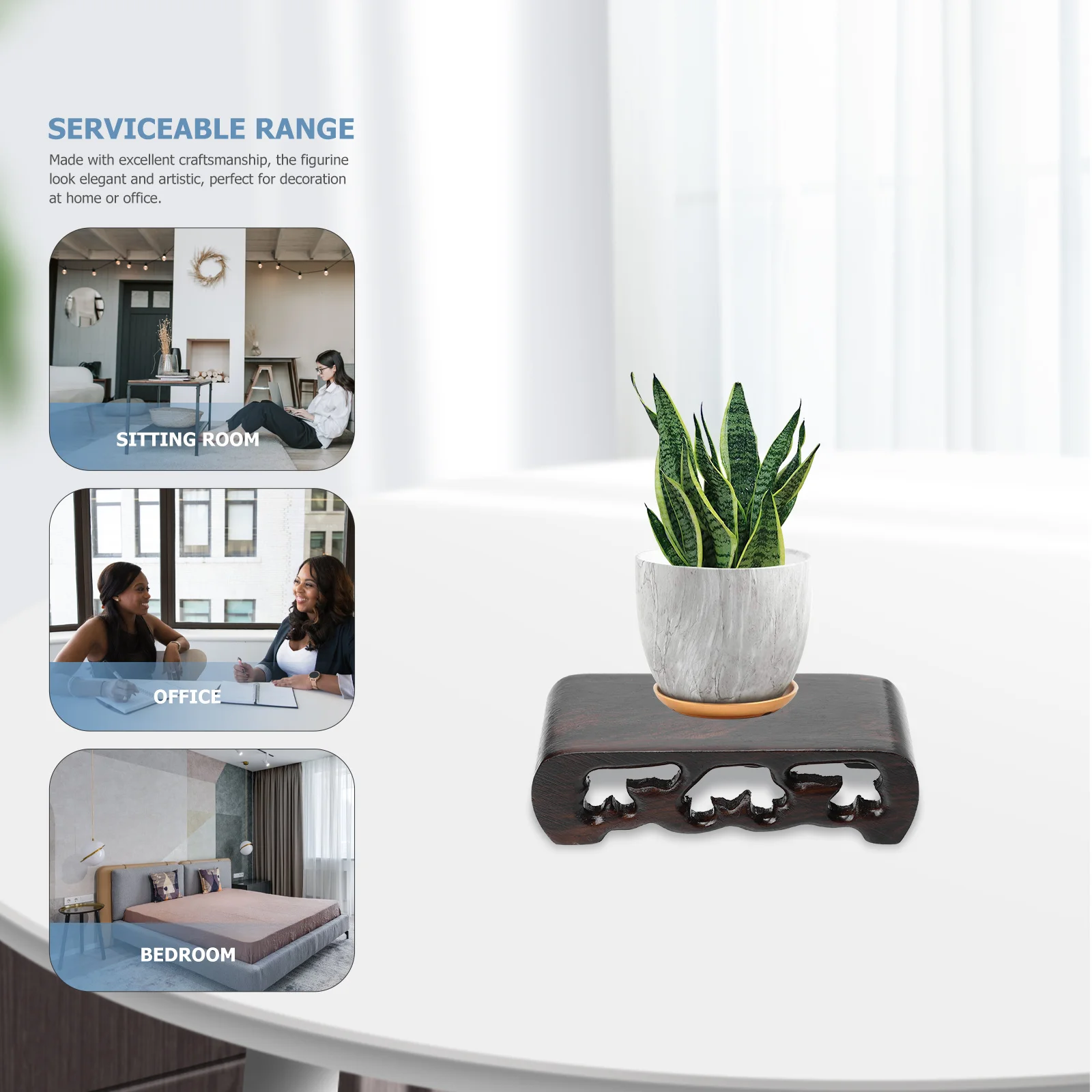 Solid Wood Flowerpot Display Base Rectangular Shape Bonsai Pedestal for Indoor Outdoor Use Versatile Stand