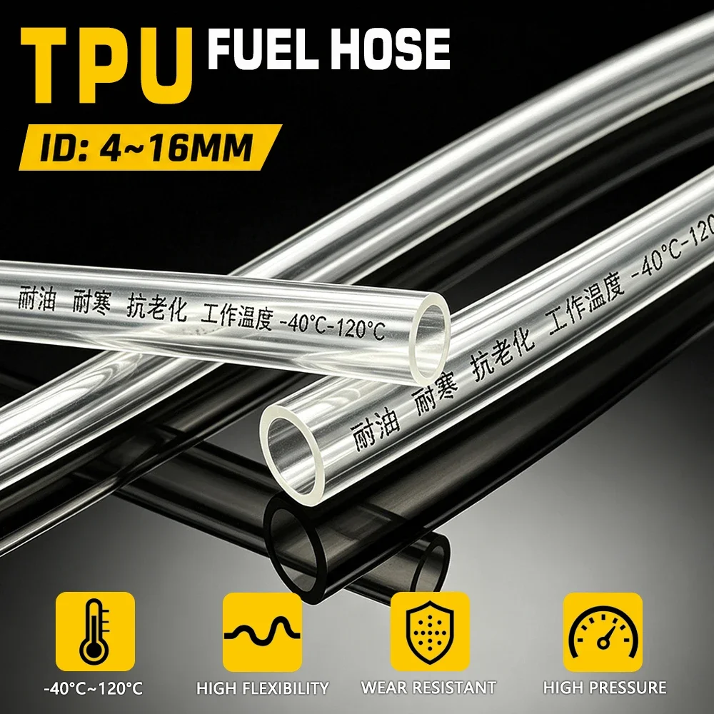 TPU Tube Clear Fuel oil tube High Pressure Anti‑Leak Oil Resistant Pipe ID 4mm~16mm for  Lawn Mower Trimmer Small Diesel Engine